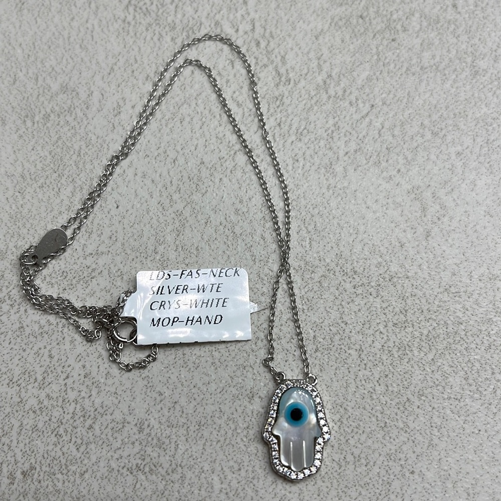 NWT Sterling Silver 925 Hamsa Hand, Evil Eye Necklace